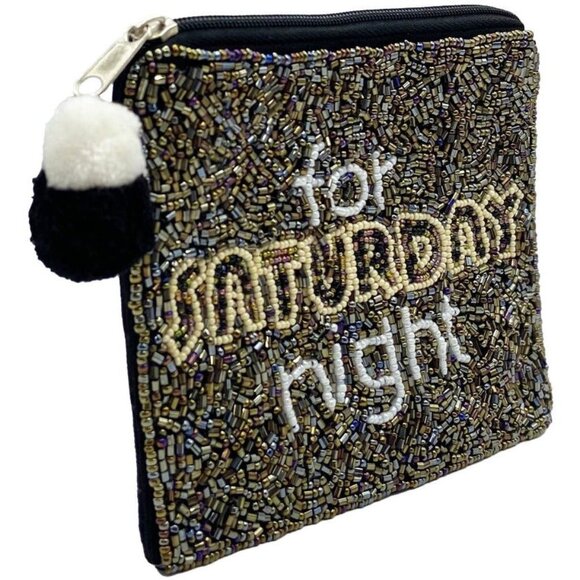 FOR SATURDAY NIGHT Beaded Purse Pouch Makeup Money Credit Card Wallet Gift NEW - Picture 2 of 2